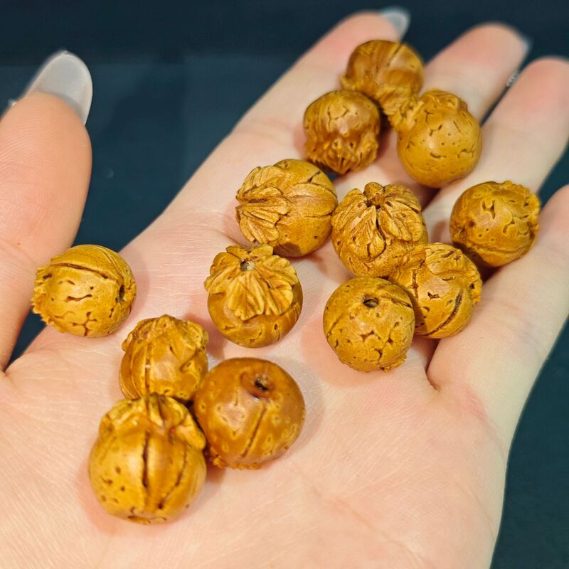 桃核雕刻桃篮配珠手串儿童吊坠手工diy手链材料桃核长命锁福字锁|undefined