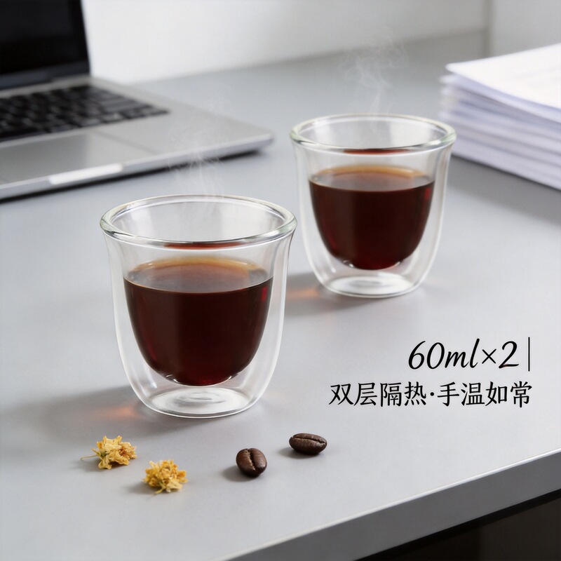Wholesale 60ml Double-Layer High Borosilicate Glass Cup, Espresso Cup, Mini Insulated Small Coffee Cup Set Wholesale 60ml Double-Layer High Borosilicate Glass Cup, Espresso Cup, Mini Insulated Small Coffee Cup Set