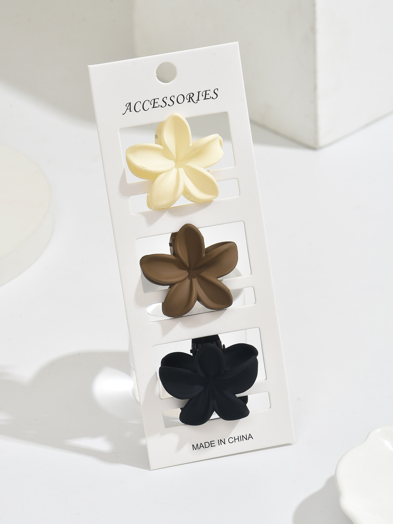 Galvanizado oro y plata huevo flor flor abrazadera de cabello color mediano agarrar abrazadera de cabello medio agarrar abrazadera de cabello de plástico 4cm