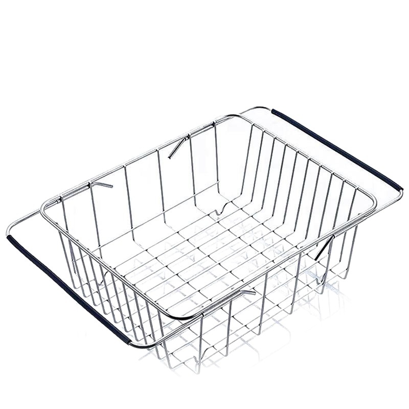 Entrega de una pieza transfronteriza fregadero multifuncional estante de almacenamiento cesta de drenaje fregadero de acero inoxidable retráctil plato estante de drenaje