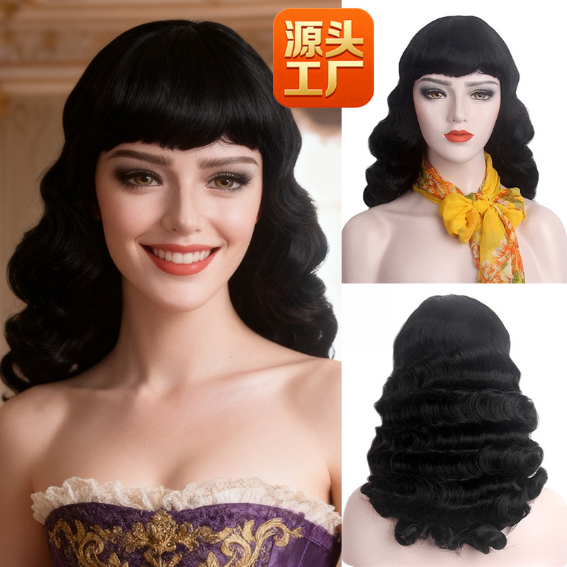 European and American Water Ripple Retro Wig All-In-One Exotic Shanghai Beach Head-Mounted 1920 Retro Amazon Wig