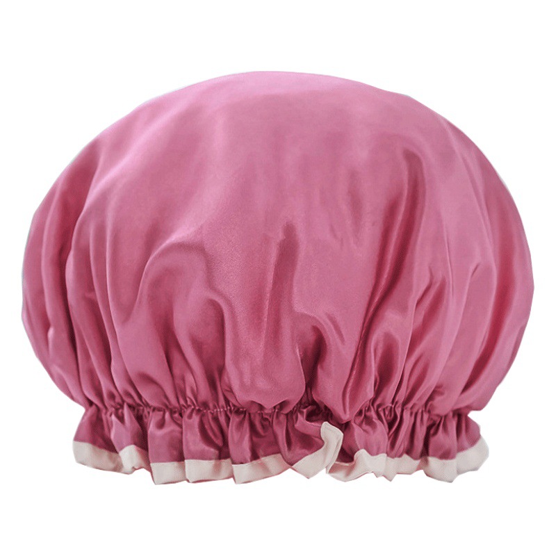 Gorro de ducha de doble capa Baño impermeable para mujer a prueba de aceite para el hogar Sombrerería a prueba de humo Tapa de secado de cabello lindo para mujer Película especial gorro de ducha al por mayor
