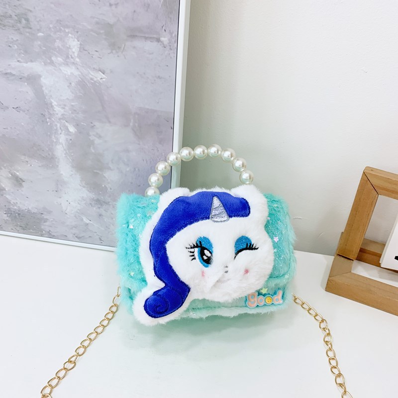 Bolsos infantiles otoño-invierno coreano niñas lindas bolsas de peludo, bolsas de peluche de moda para niñas, bolsas de perlas