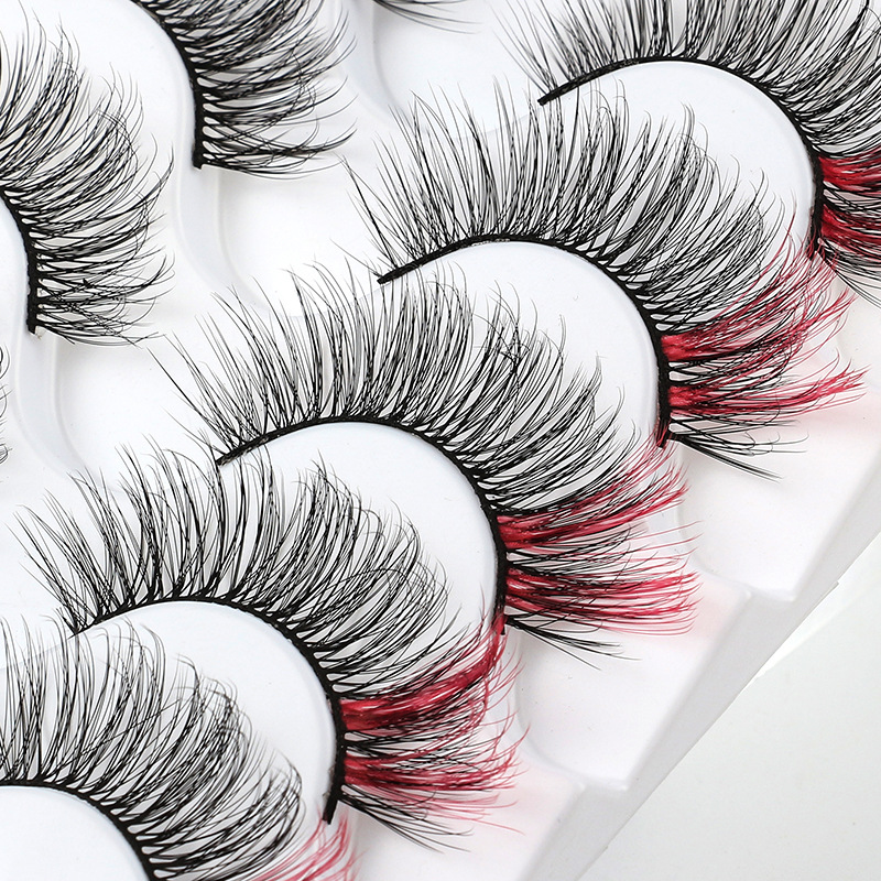 New Natural Thick Lengthened Color Hair False Eyelashes 5 Pairs display picture 1