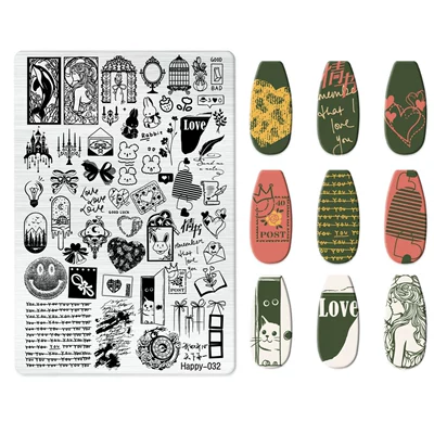 Nail Art Bow Cartoon Line | Dırnaq bəzəkləri - happy-032-with-back-plate