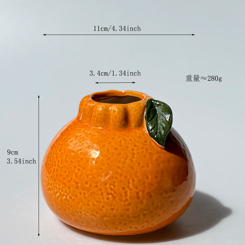 越境みかん水培創意陶磁器ザクロ花瓶生け花置物装飾プレゼントins風シミュレーション小花器|undefined