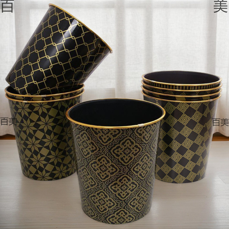 Snack Bar Bright Edge Cheap Restaurant Black Trash Can Household Thickeneded Lidless Hotel Dormitory Plastic Pattern. Snack Bar Bright Edge Cheap Restaurant Black Trash Can Household Thickeneded Lidless Hotel Dormitory Plastic Pattern.