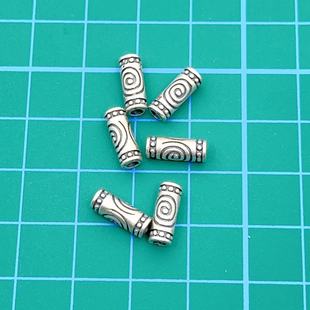 S925 sterling silver long tube beads spacer beads DIY hand-woven handmade bracelet pendant jewelry accessories
