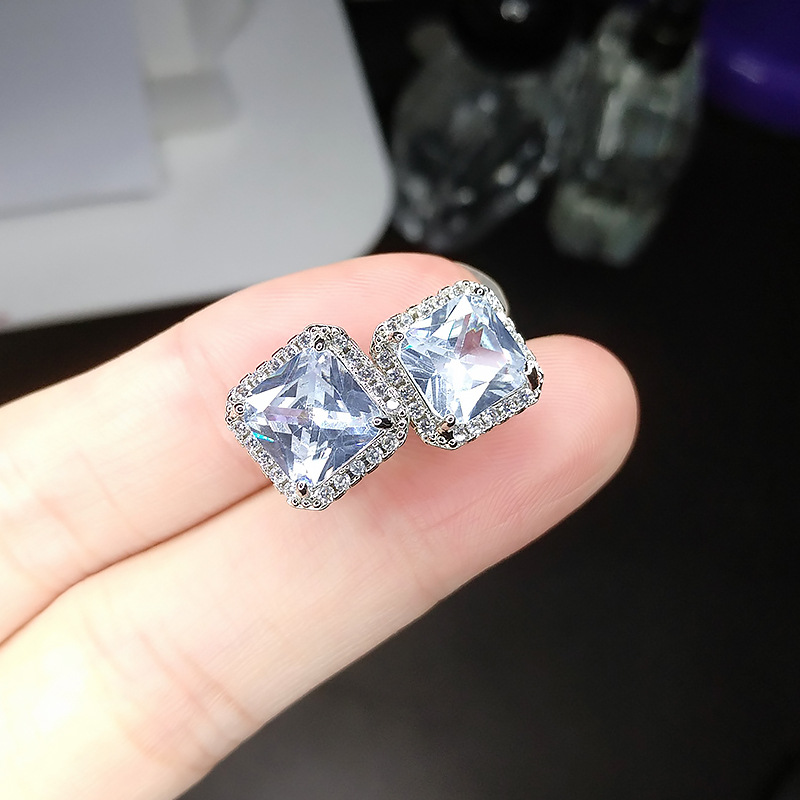 Borsa da principessa di alta qualità con intarsi in granato del Mozambico quadrato da 1 carato di alta qualità, orecchini placcati in argento_voghion.com