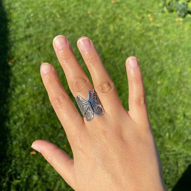 Anello farfalla regolabile in lega elegante gioiello animale_voghion.com