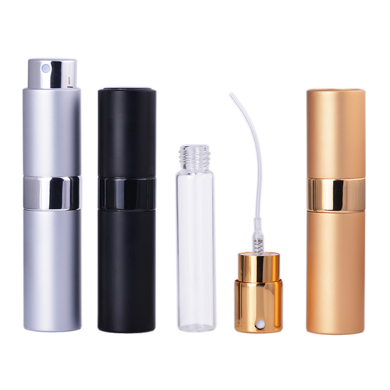 8ml 15ml botella de perfume de aluminio giratoria portátil ultrafina atomización botella de spray maquillaje hidratante perfume sub-botella