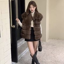 跨境热销真狐狸毛马甲气质皮草外套短款轻奢马甲时尚毛毛皮草马甲