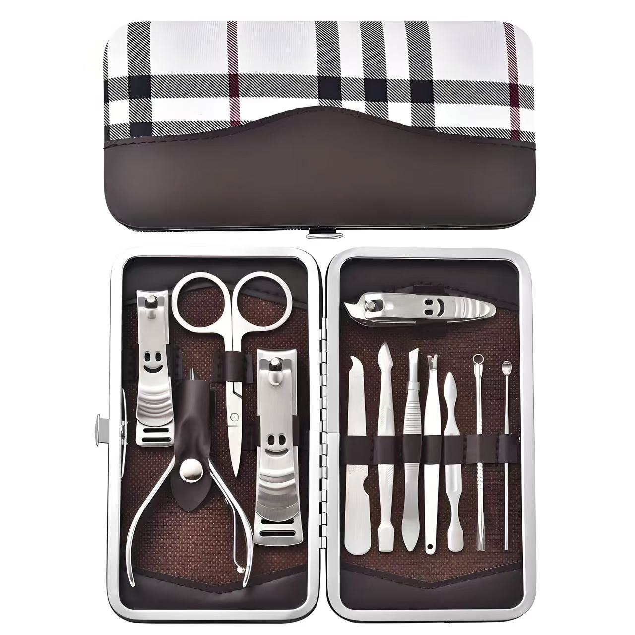 Advanced Light Luxury Plaid Nail Art Tool 7-Piece Set suit Manicure and Pedurn Needle Ear Spoon Tool Activity Gift