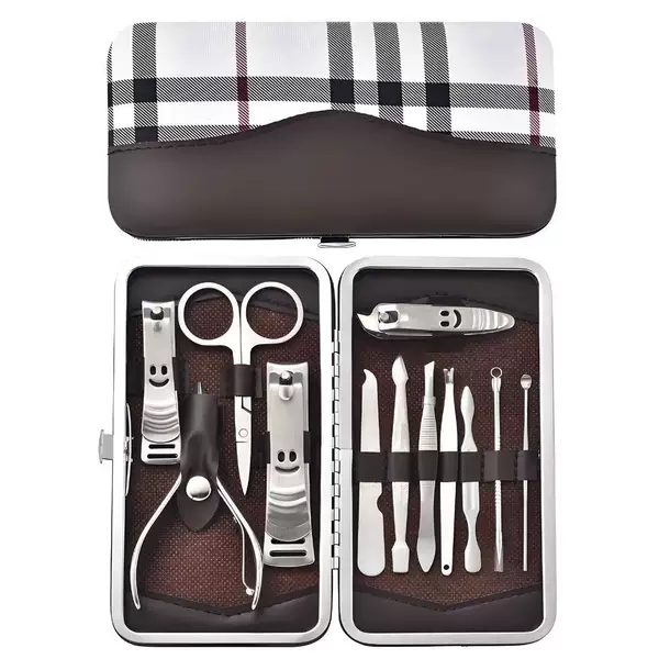 Advanced Light Luxury Plaid Nail Art Tool 7-Piece Set suit Manicure and Pedurn Needle Ear Spoon Tool Activity Gift
