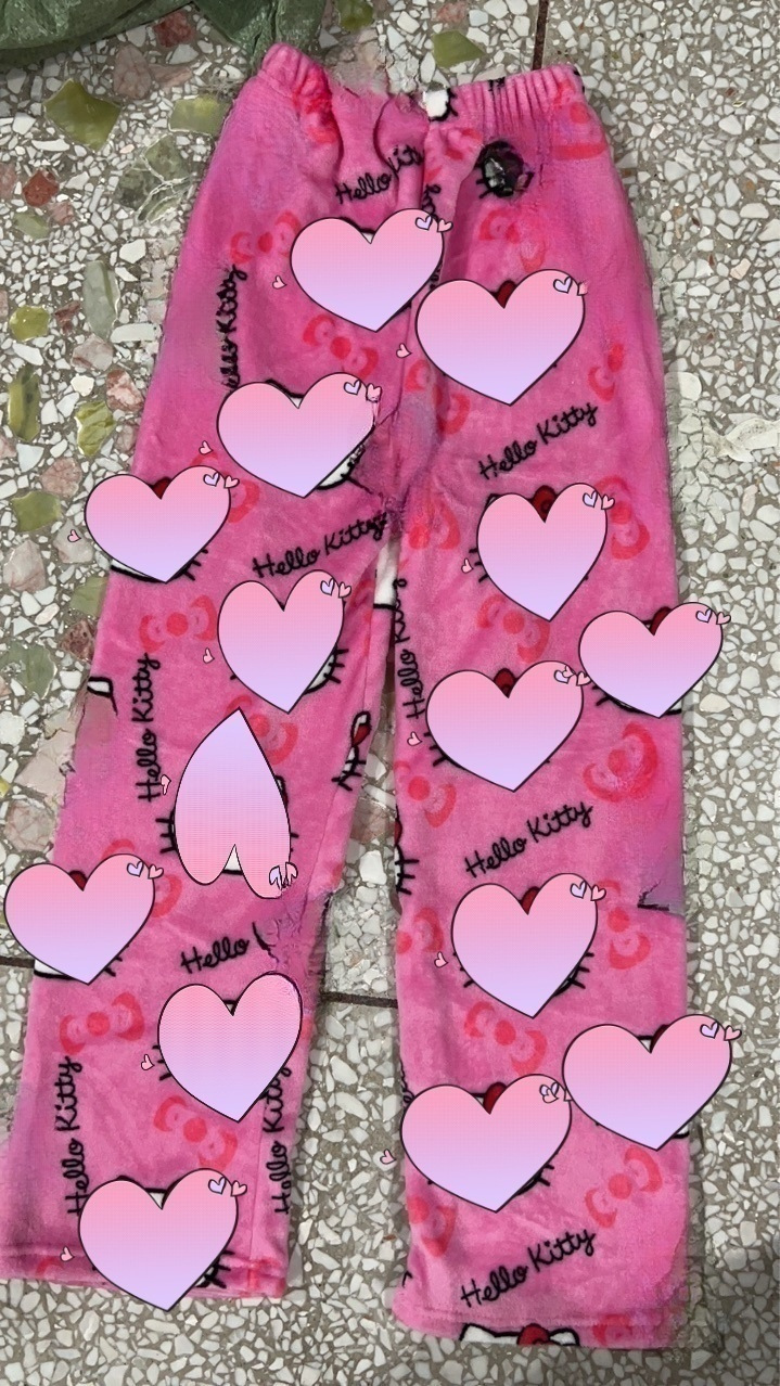 Dibujos Animados KT gato impreso pijama pantalones gruesos de coral de las mujeres de lana de otoño e invierno casa casual franela pijama pantalones gatito desgaste exterior