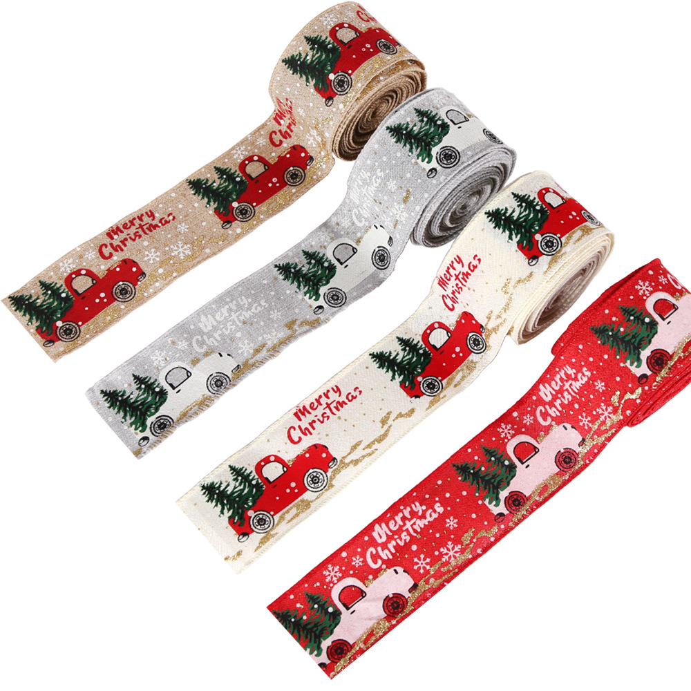 Navidad Nuevo 5M lino fino cinta de Navidad árbol de Navidad guirnalda colgante decorativo Navidad coche impresión cinta