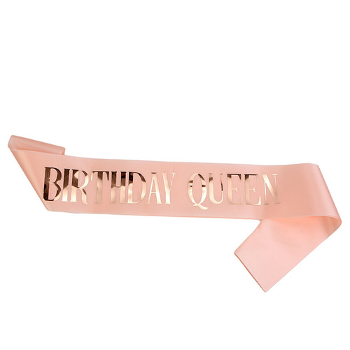 New birthday party BIRTHDAY QUEEN shoulder strap etiquette belt satin bronzing black gold belt ribbon
