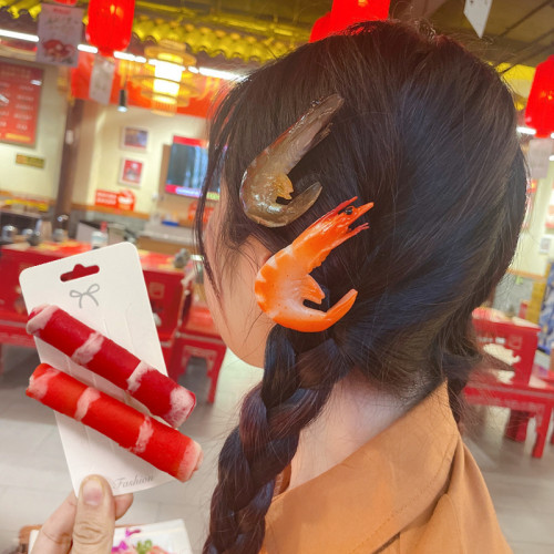 PVC simulation food toy model prawn beef roll personalized creative student gift hair edge card jewelry