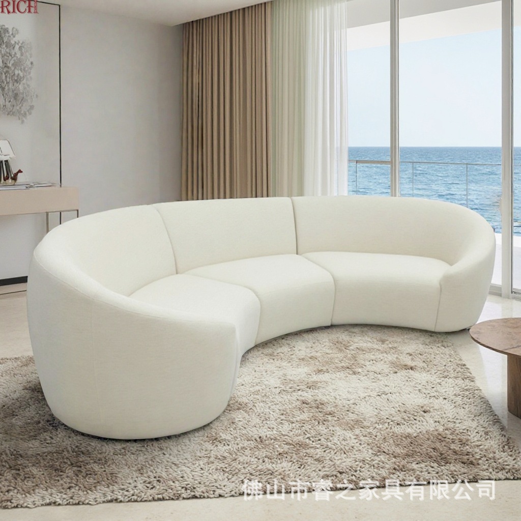 Modern Minimalist Design Creative Minimalist Hotel Living Room Cotton and Linen Cashmere Fabric Modular Combination Curved Sofa