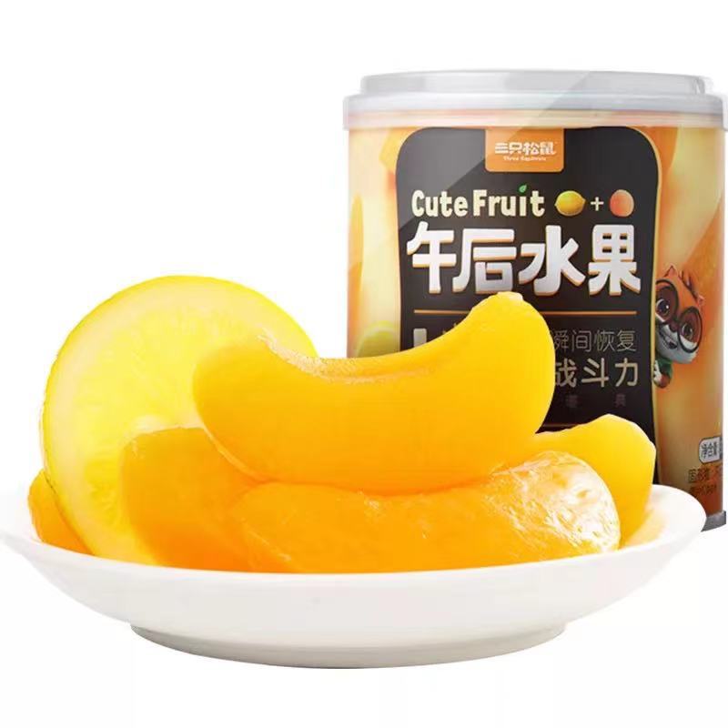 Drop shipping Three Squirrels yellow peach can 312g/can lemon summer fruit canned squeeze deformation