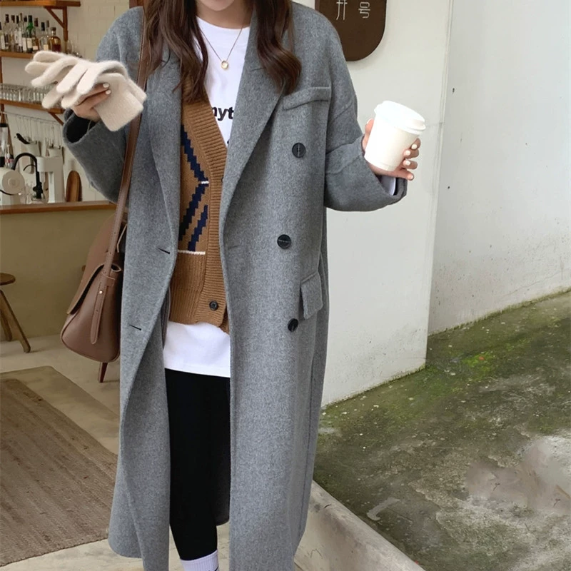 Quality double-sided cashmere woolen coat, increased thickness, oversize
