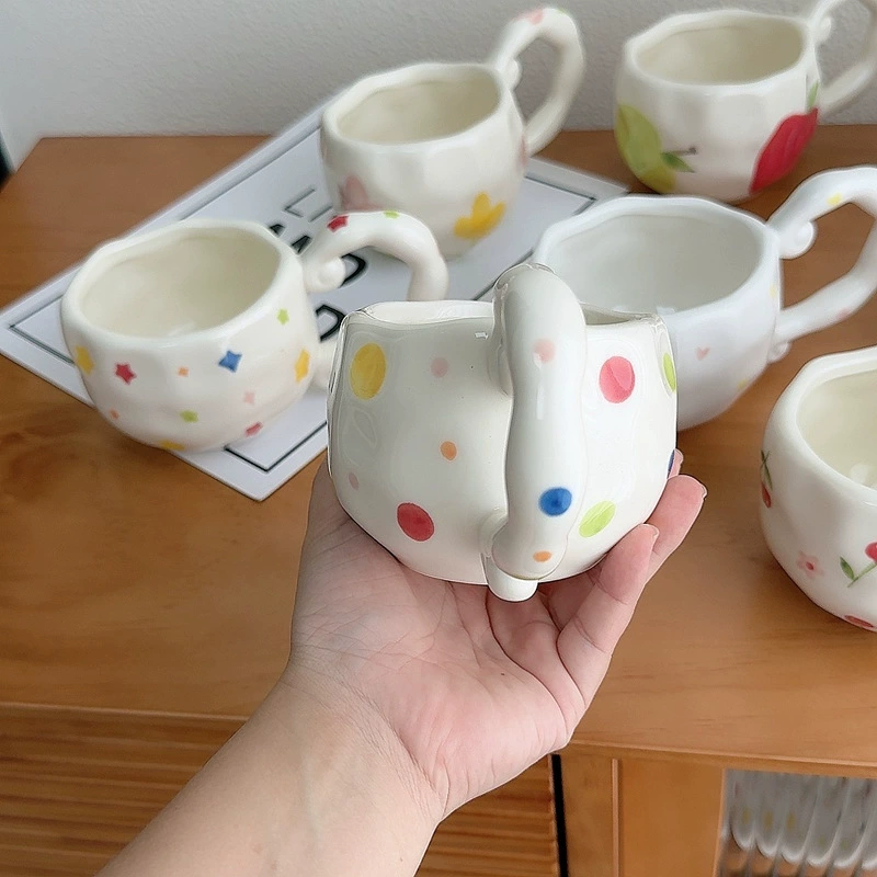 Irregular Mark Cup Korean INS Creative Creative Creative High -value Ceramic Milk Cup Breakfast Water Cup Office Cup