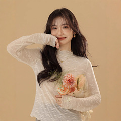 花栗鼠小姐 白日小雏菊 甜美高弹亲肤花花蕾丝打底衫春秋叠穿内搭
