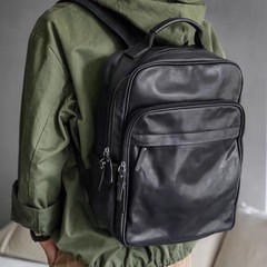 新款真皮男士双肩包头层牛皮大容量潮牌百搭电脑背包旅行包