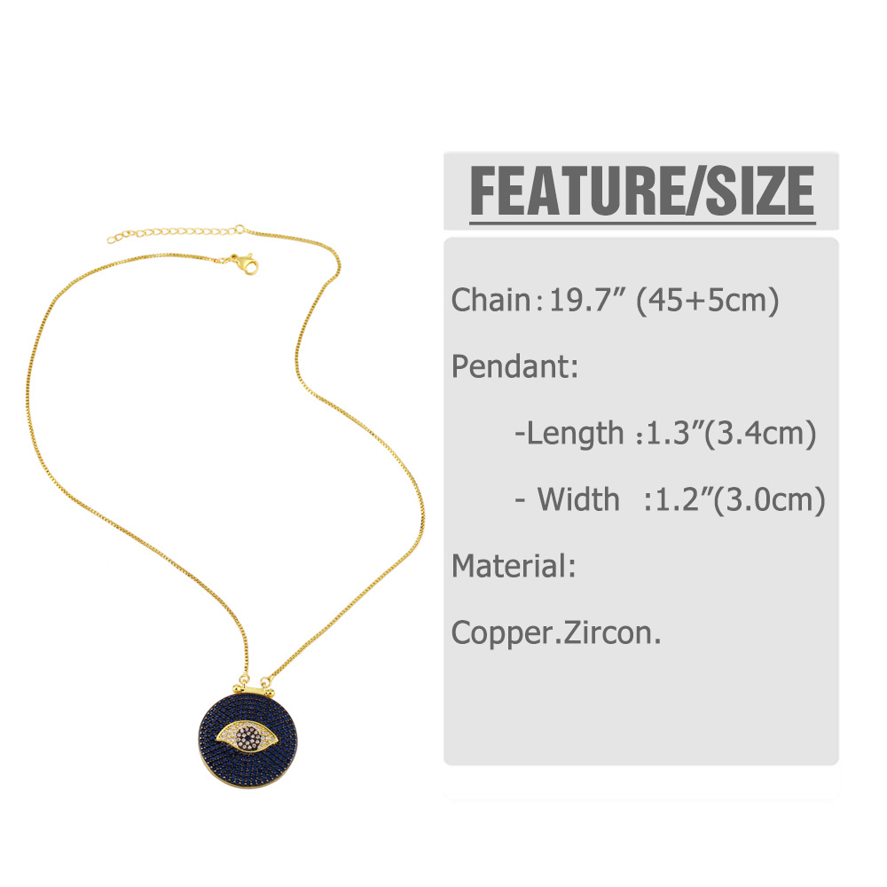 Cross-border Europe And America Creative Exaggerated Personalized Round Devil's Eye Necklace Female Niche Design Clavicle Chain Nkz64 display picture 1