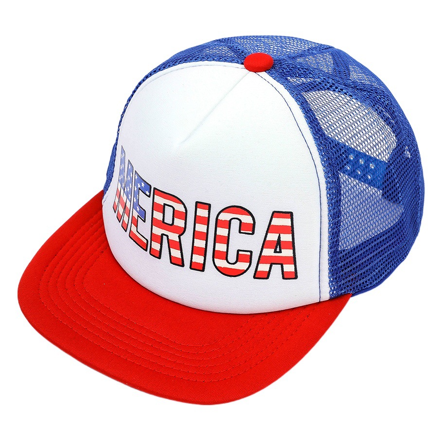 Malla transpirable ala sombrero hombres gorra de béisbol verano malla enarbolada hip hop calle letras MERICA bordado