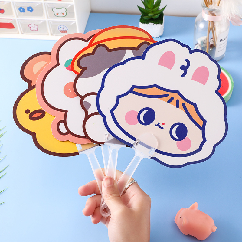 Cartoon children's handheld summer round fan with animals for…