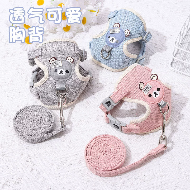 Медвежий жилет Тяговая веревка Модный бренд Дышащий регулируемый нагрудный ремень Тедди Кошка Junsuke Маленькая собака прогулочная веревка