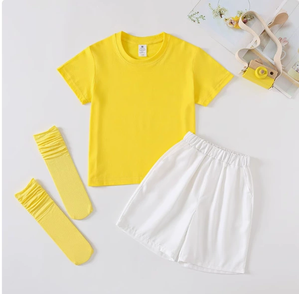 Yellow shorts, socks, with short sleeve