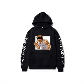 刃牙Baki范马勇次郎动漫宽松加绒连帽衫跨境带帽卫衣anime hoodie