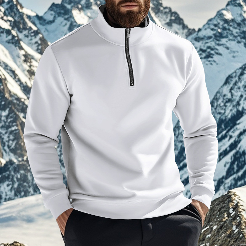 Sweatshirt homme en molleton avec col zippé hiver automne_voghion.com