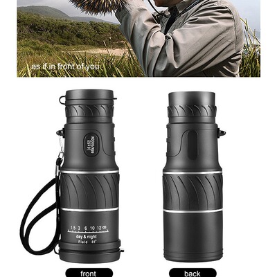 热销爆款16x52微光夜视双调黑色高清高倍便携带腰包单筒望远镜|ru