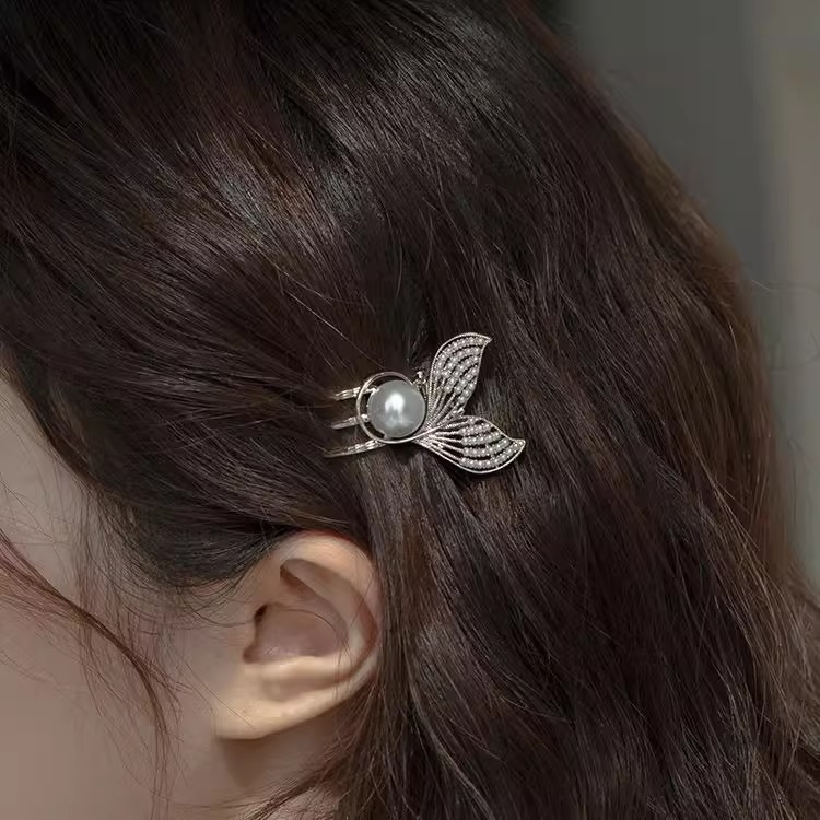 Fairy Mermaid Hairpin High-grade Pearl small size Super Fairy Light Luxury Bangs Clip Women's Side Clip Hairpin Accessories