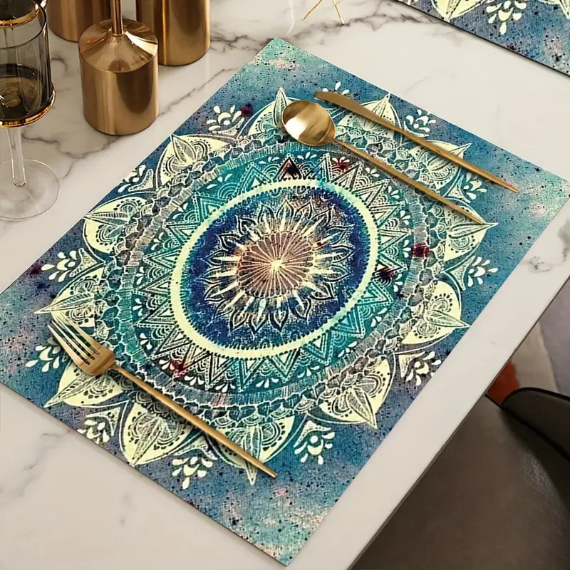 Transfronterizos lino almohadilla de mesa Aliexpress TEMU Amazon almohadilla de mesa cuadrada búfalo rojo almohadilla de Navidad Día de la Independencia