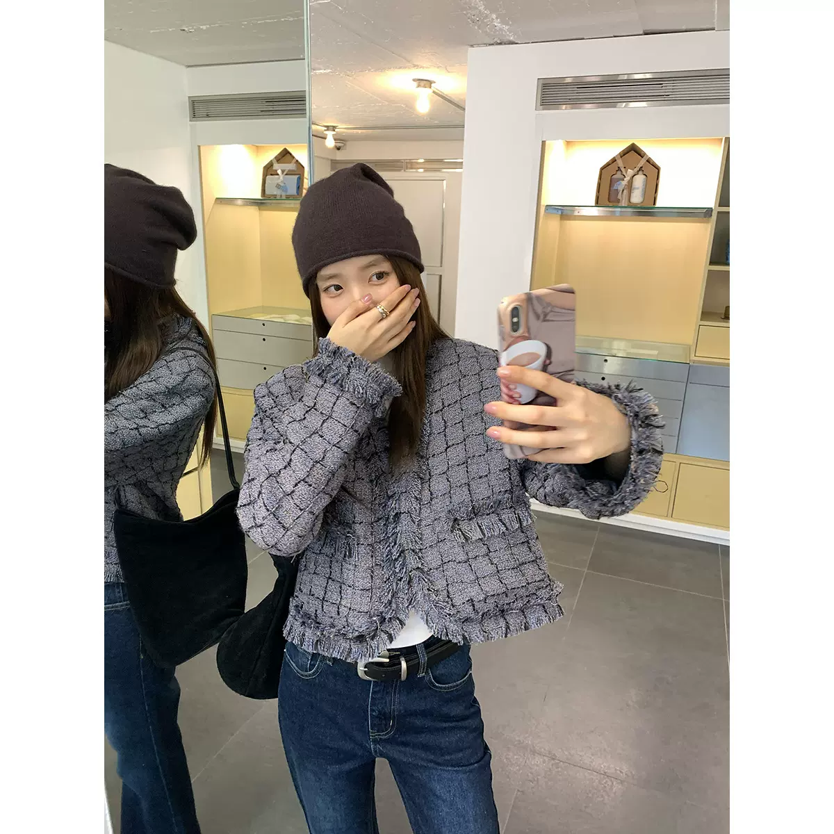 【不退不换】设计感流苏粗花呢小香风外套女秋款外穿短款上衣女