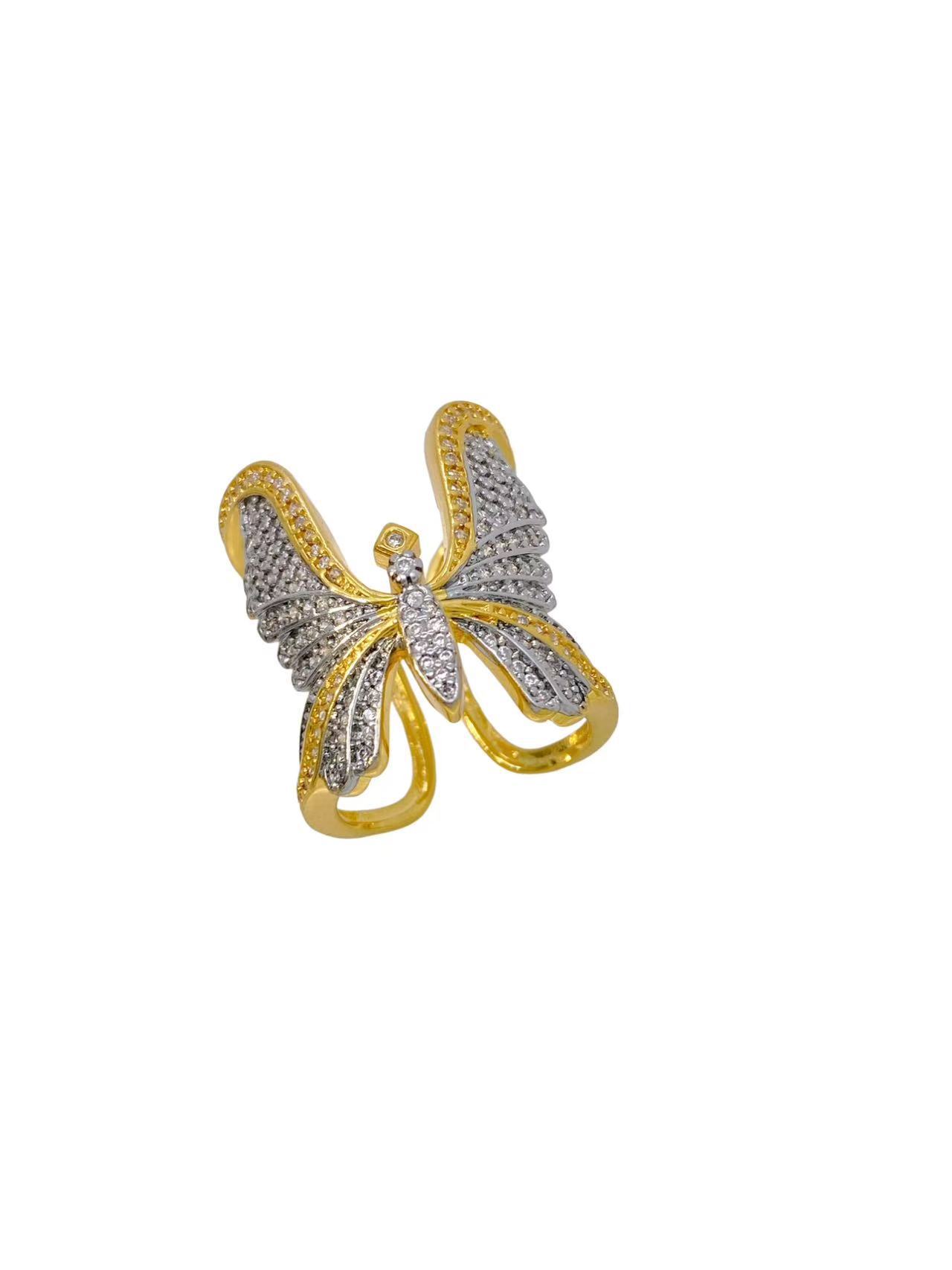 Women's Gender Wholesale Jewelry Elegant Glam Butterfly Copper Mixed Metal Plating Rings Bangle