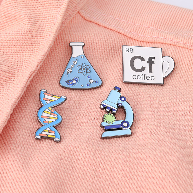 European And American New Chemical Biological Alloy Brooch Creative Cartoon Microscope Cf Cup Dna Modeling Paint Badge display picture 6