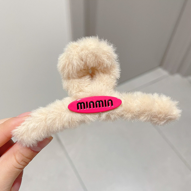 2026秋冬ミンクファー毛皮ヘアクリップ、高級感のある後頭部用大型シャーククリップ、ハート型キラキラ輝くダイヤモンド付き毛皮ヘアクリップ