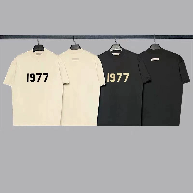 Высокая версия FEAR OF GOD восьмой сезон двойной линии High Street свободная 1977 флокированная печать FOG с круглым вырезом с короткими рукавами