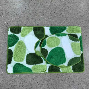 South American Cross-Border High-Quality Toilet 3-Piece Set Flocked Jacquard Floor Mat Non-Slip Floor Mat Bathroom Floor Mat Wholesale Export