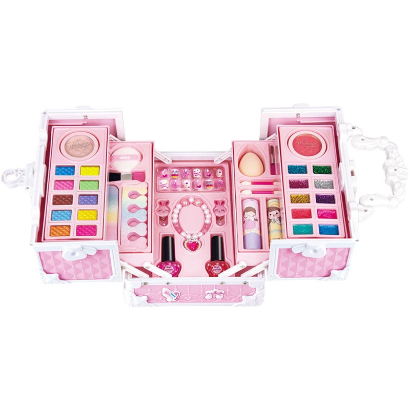 Los niños cosméticos maquillaje juguetes traje caja del Tesoro caja portátil esmalte de uñas lavable chica juguete regalo