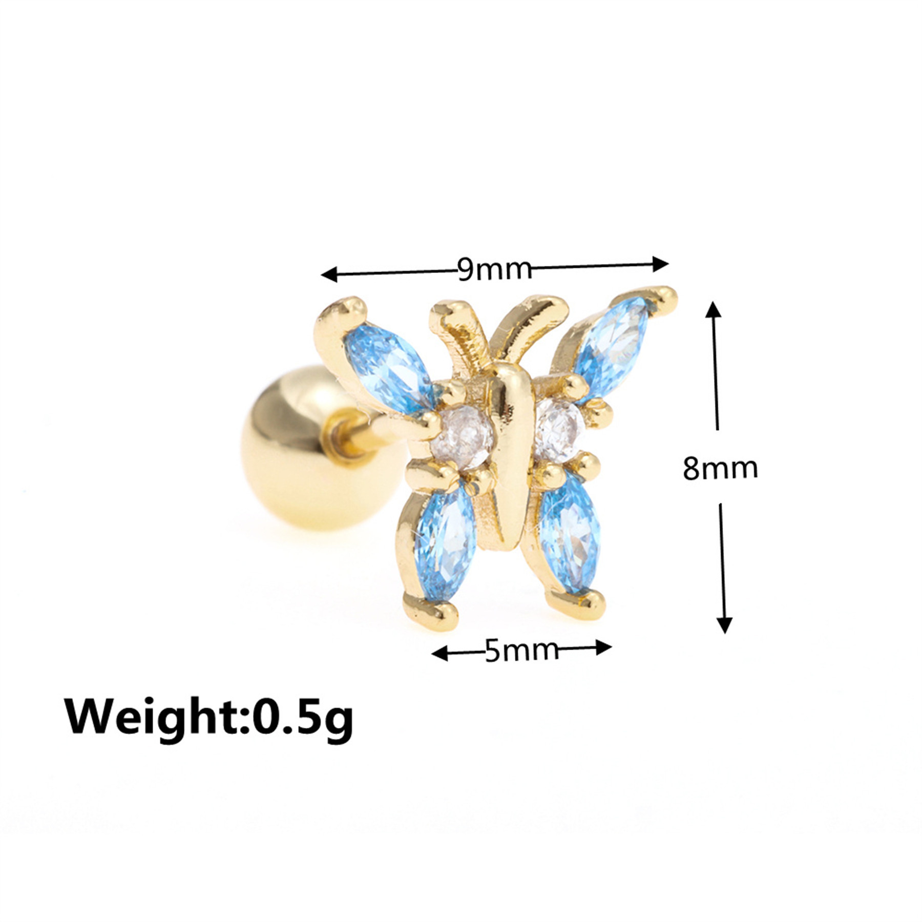 Fashion Geometric Brass Plating Zircon Ear Studs 1 Piece
