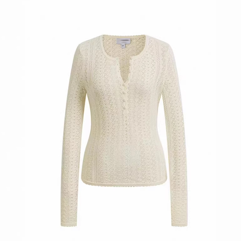 Item 799+! Henry Collar + Shell Lace French Elegant Knitted Hollow-Out Cardigan Top 26 Spring