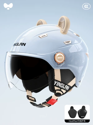 3C Certified, Suitable for All Motosiklet kaskı (dəbilqə) - 3c-double-mirror-blue-hd-short-lens-heatmax-removable-ear-protection-one-size-fits-all