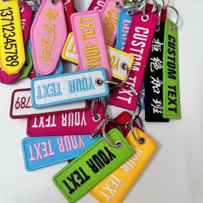 Embroidered Double-Sided Letter Keychain with Printed Pendant, Personalized Fan Merchandise, Fabric Embroidered Edge Tape Embroidered Double-Sided Letter Keychain with Printed Pendant, Personalized Fan Merchandise, Fabric Embroidered Edge Tape