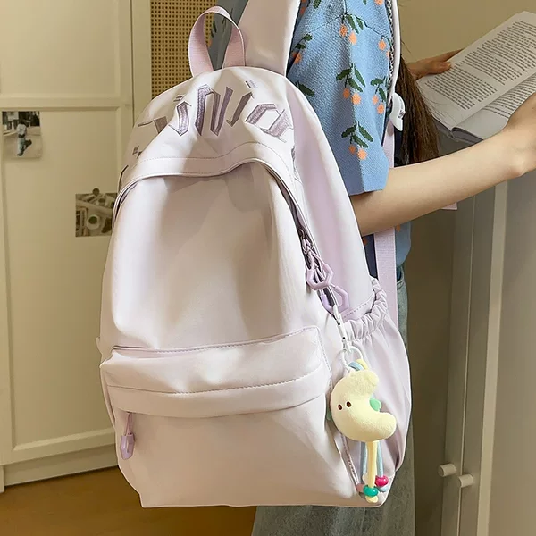 Japanese-Style Simple Versatile Large-Capacity Solid Color Campus Backpack 2025 Summer New Casual Commuting Student Backpack